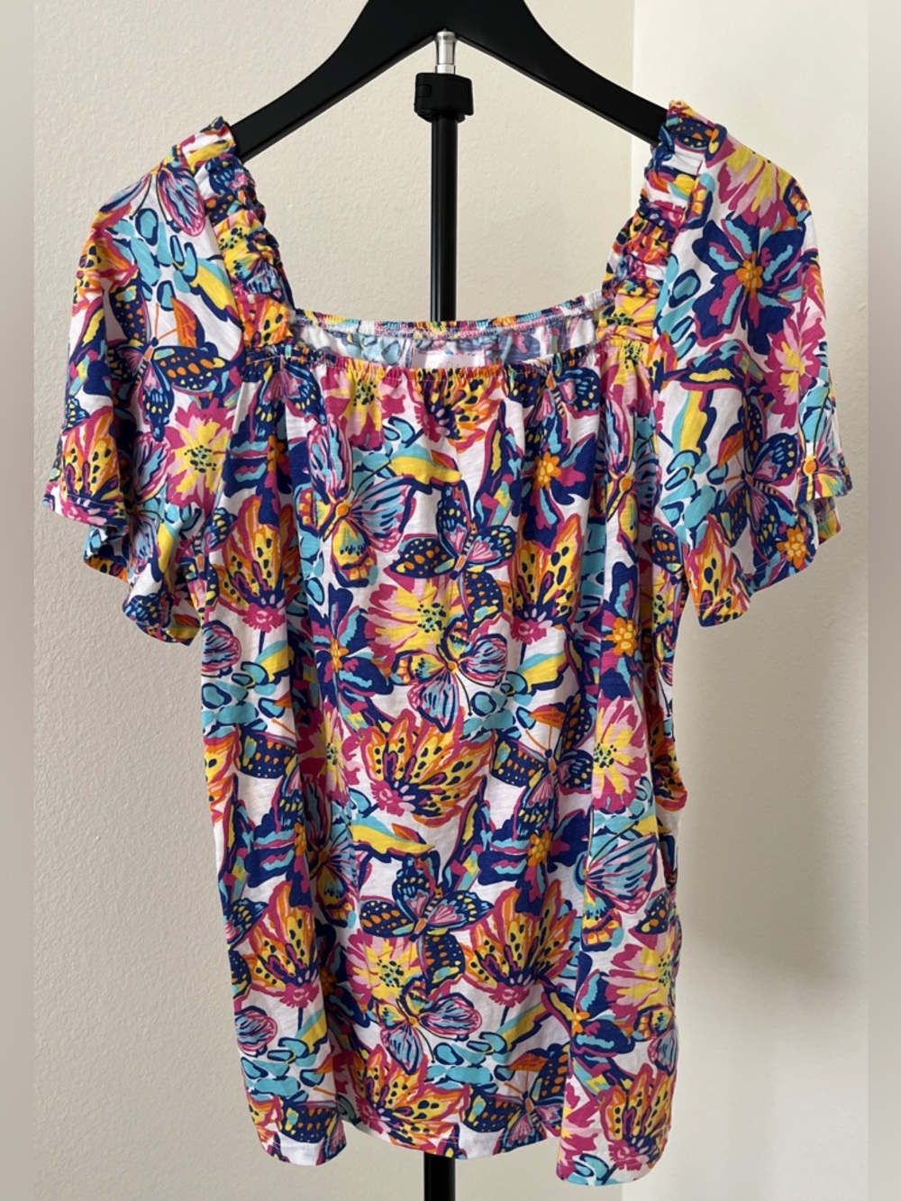 🦋 NWOT! Stella Parker Butterfly Top | Colorful Coastal Blouse | Large